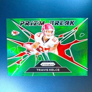 Travis Kelce Prizm Break Green Prizm 2024 Panini Prizm Kansas City Chiefs